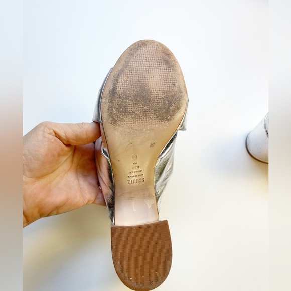 SCHUTZ Metallic Silver Block Heel Mules - Picture 5 of 8